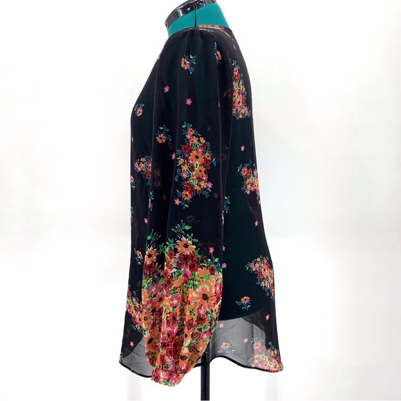 Cabi Blooming Blouse #3594, Floral Print Sheer Long Sleeve V-Neck Top, Medium - Picture 8 of 16